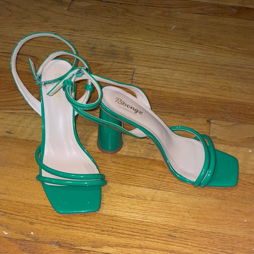 Green Strappy Heeled Sandals